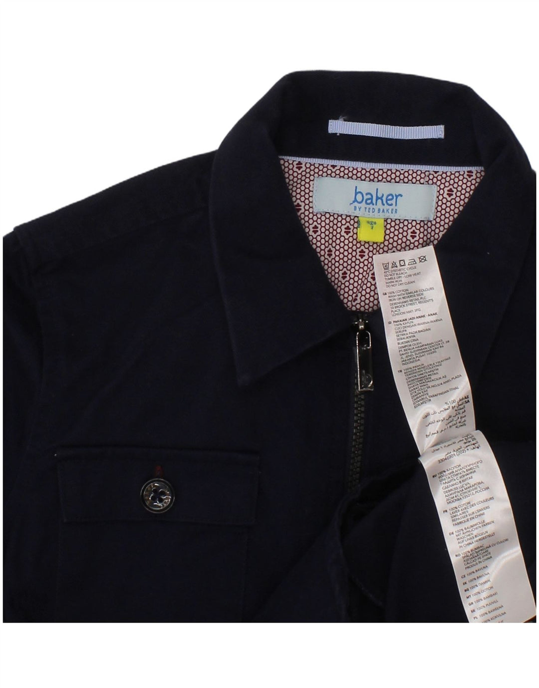 TED BAKER Camisa de franela para niño 6-7 años Azul marino Algodón