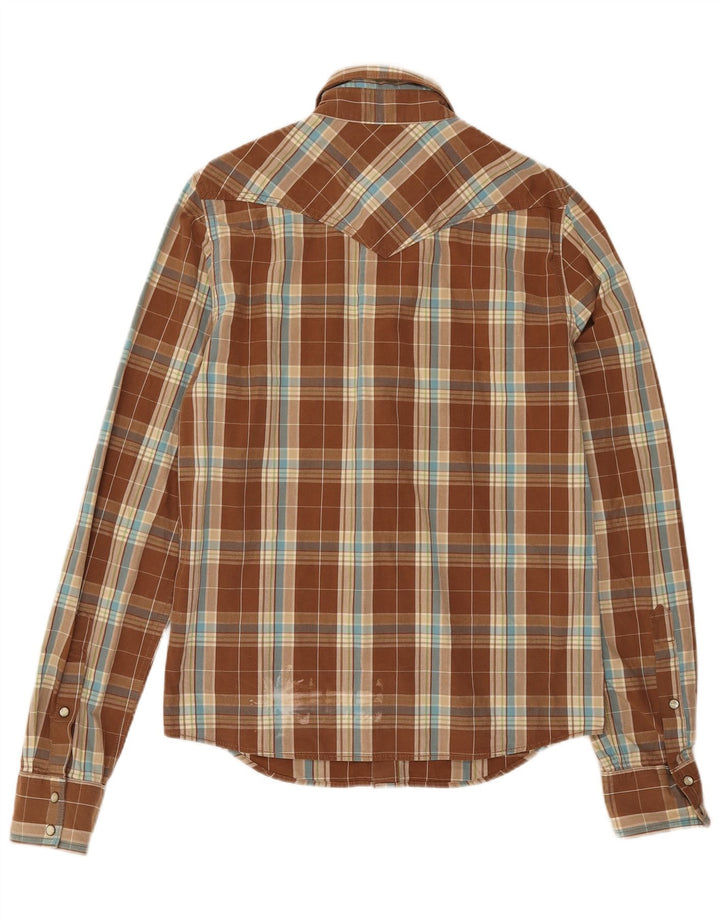 Camisa Hollister Hombre Algodón A Cuadros Marrón Medio
