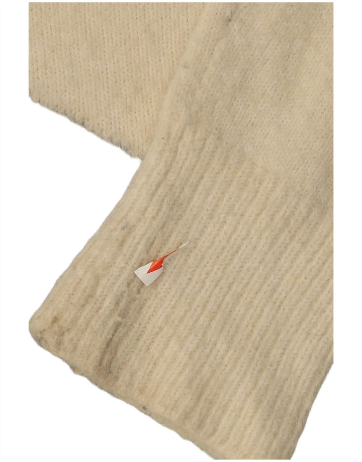 Zara Suéter tipo jersey con cuello alto para mujer, UK 40, mediano, color blanco roto