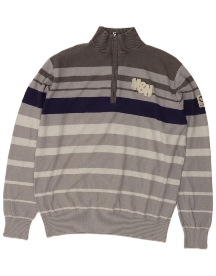 MURPHY & NYE Suéter tipo jersey con cuello y cremallera para hombre, color gris grande