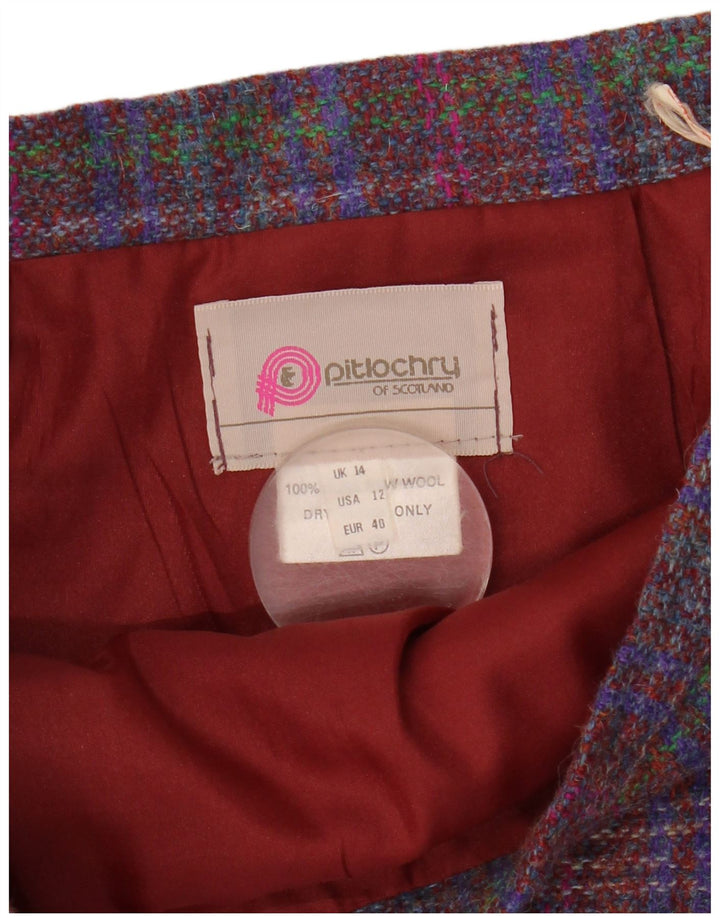 Pitlochry Falda midi para mujer UK 14 Medium W30 Lana a cuadros multicolor