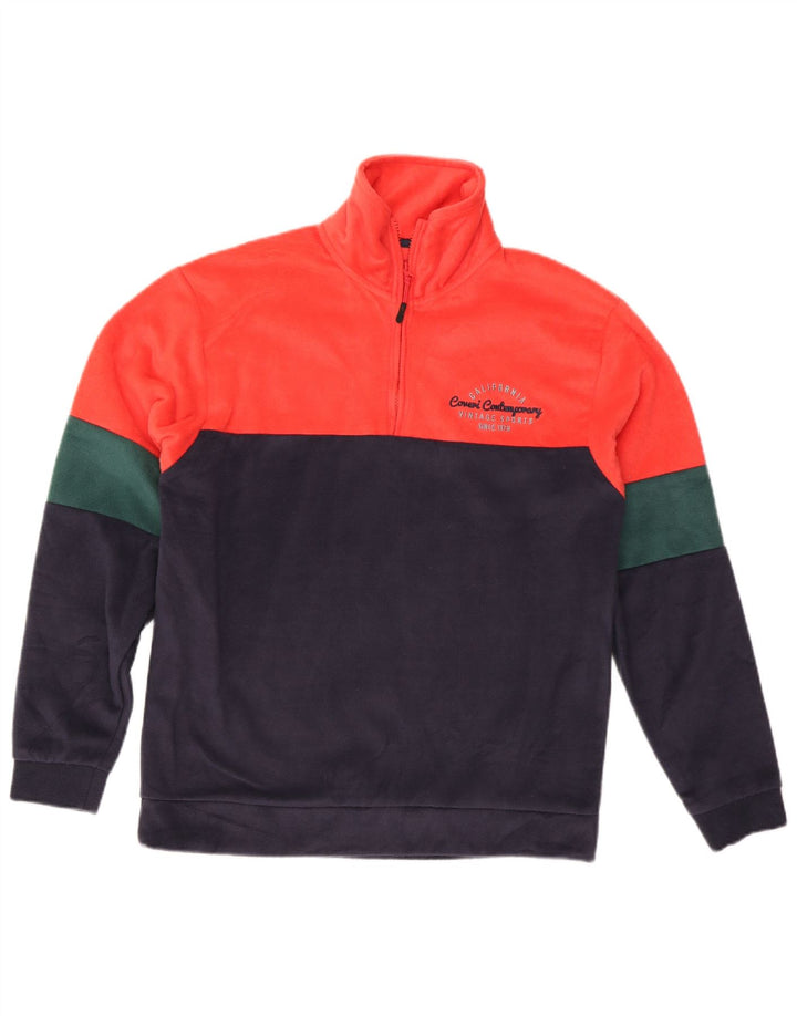 Coveri Hombre Jersey De Forro Polar Con Cremallera Y Cuello Medio Multicolor Colorblock