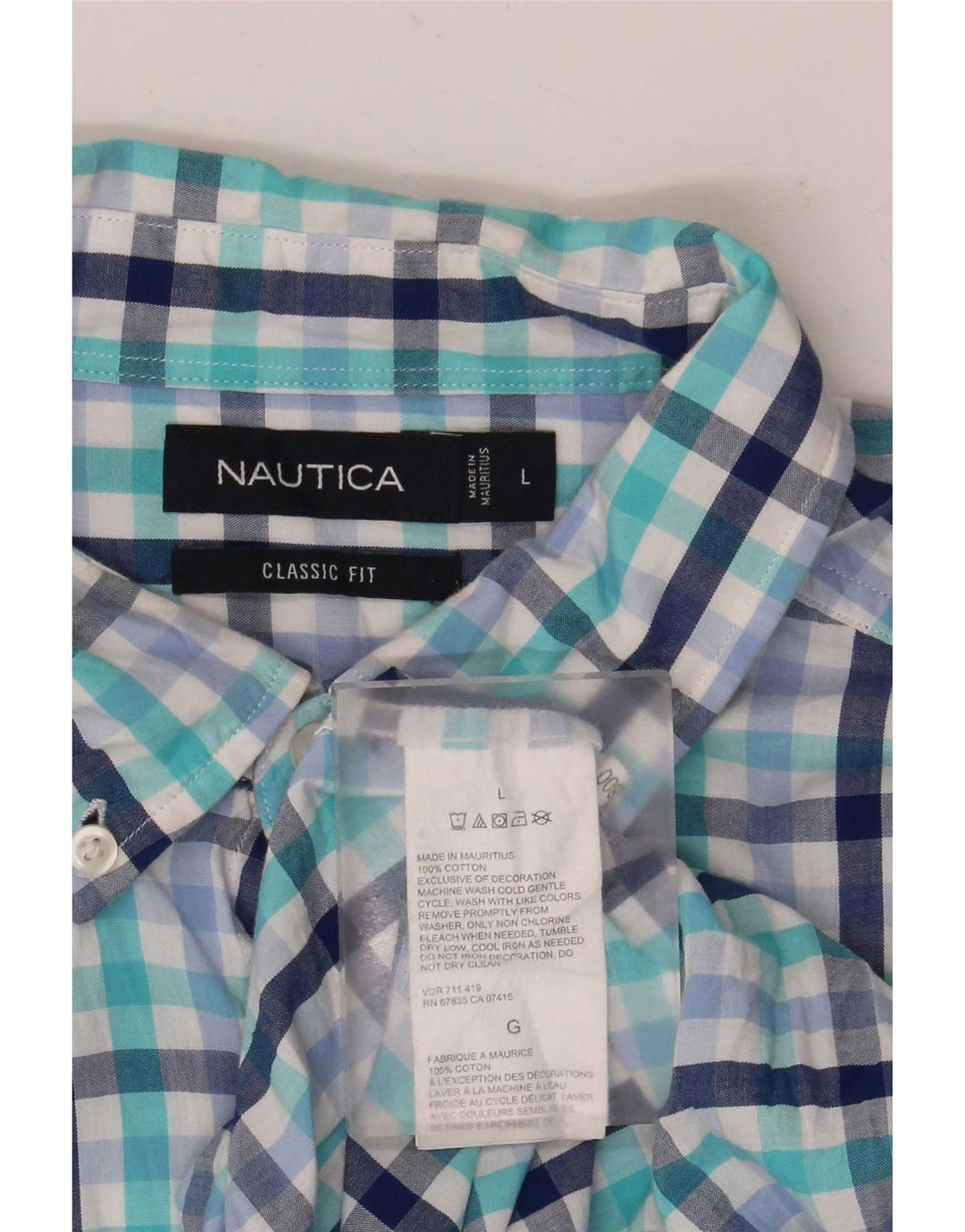 Nautica Camisa de corte clásico para hombre de algodón a cuadros azules grandes