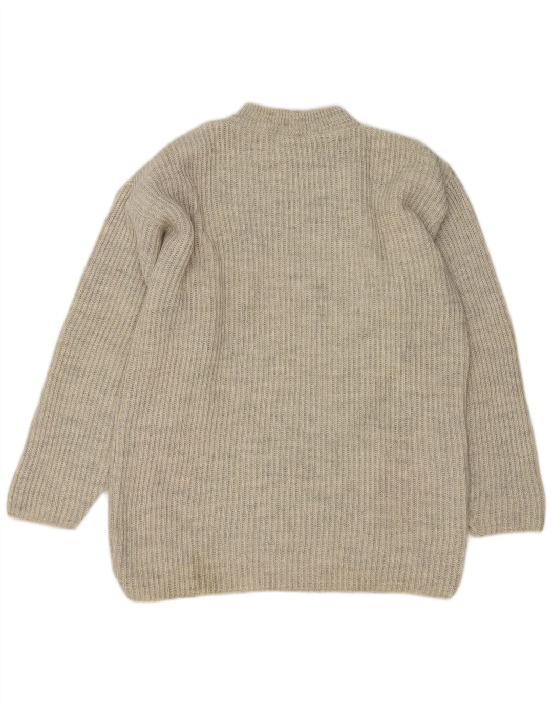 Vintage hombres tortuga cuello jumper suéter medio gris geométrico acrílico