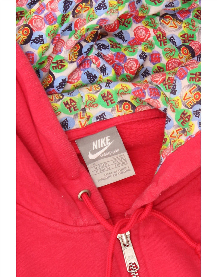 NIKE Womens Zip Hoodie Sweater UK 8/10 Small Red Vintage Nike and Second-Hand Nike from Messina Hembry 