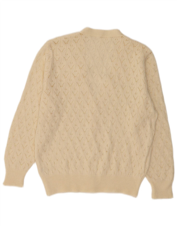 Vintage mujer Cardigan suéter Reino Unido 16 lana beige grande