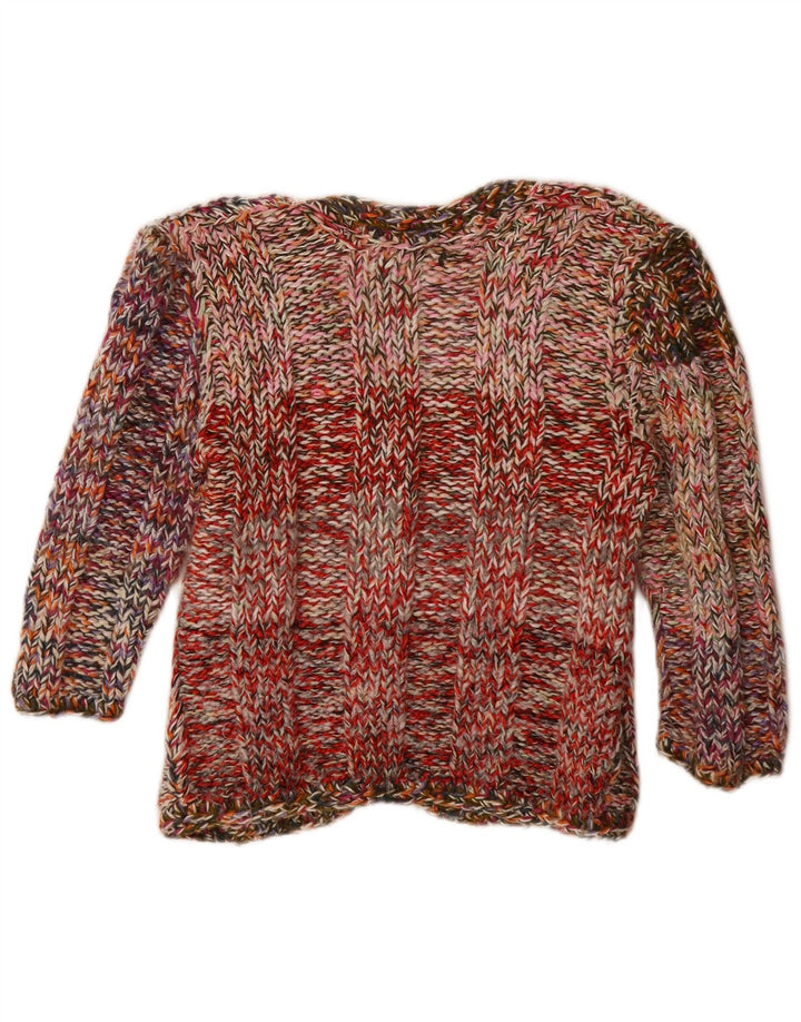 Vintage mujer 3/4 manga cardigan suéter Reino Unido 12 medio multicolor