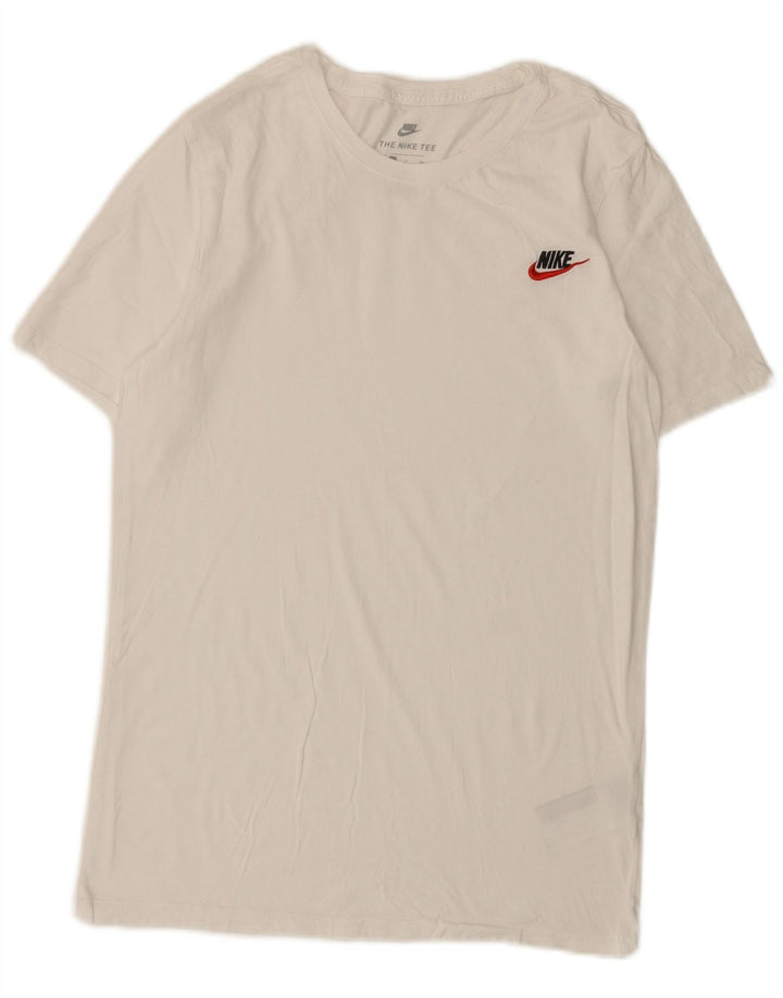 Nike Camiseta de corte atlético para hombre, talla pequeña, algodón blanco