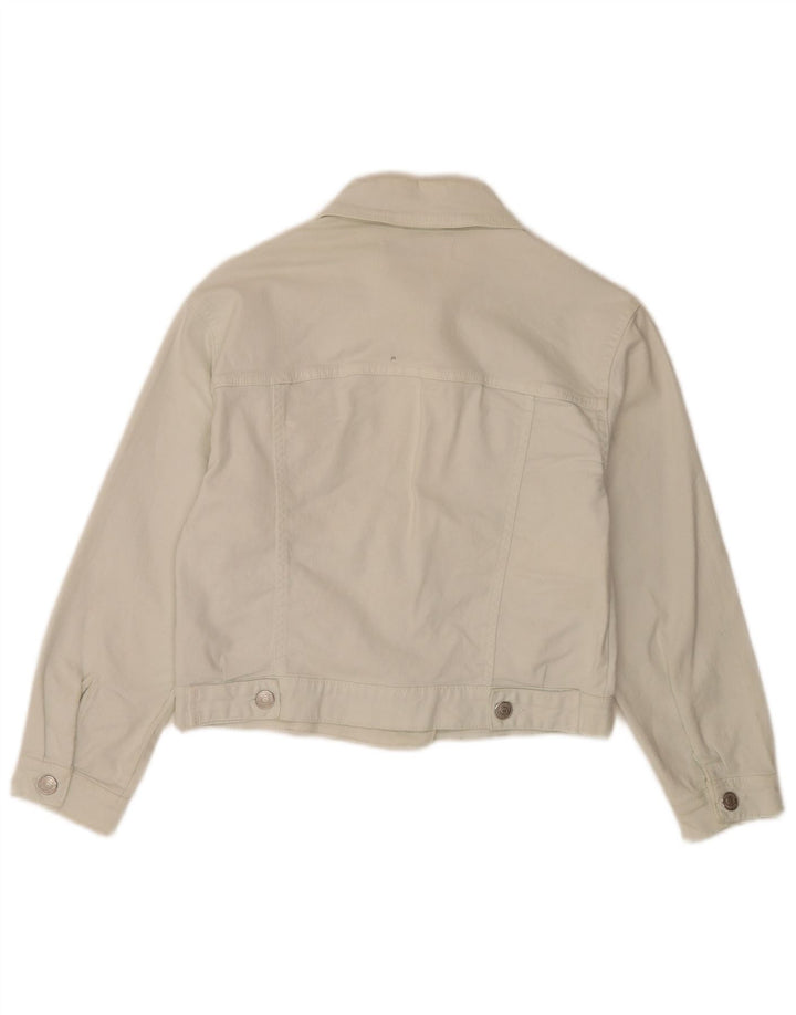 Zara Mujer Crop Denim Chaqueta UK 6 XS Algodón Blanco