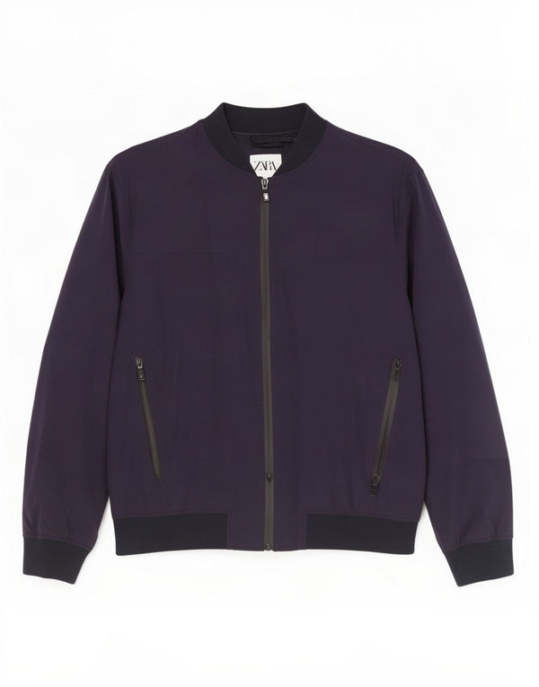 Zara Hombre Cazadora Bomber IT 44 XL Nylon Azul Marino