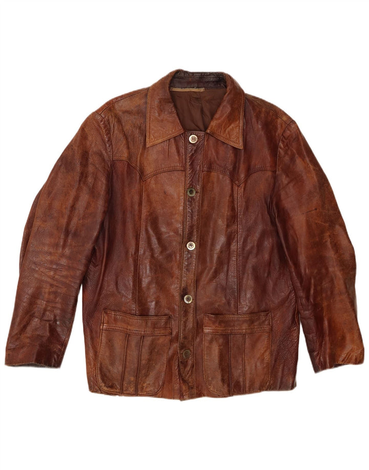 Chaqueta de cuero vintage para hombre Reino Unido 38 Marrón medio