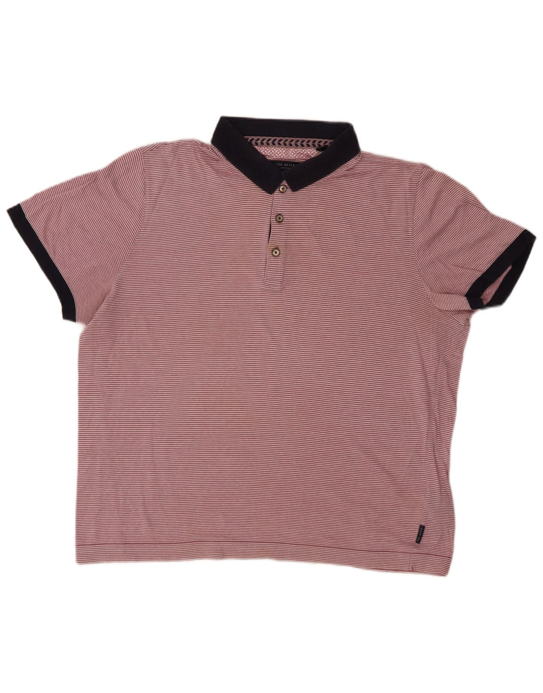 TED BAKER Polo para hombre Talla 5 XL Algodón a rayas rosa