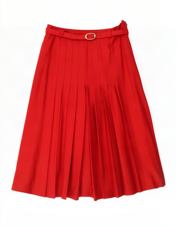 Mirella Falda Plisada Cuchillo Para Mujer IT 46 Grande W32 Lana Virgen Roja