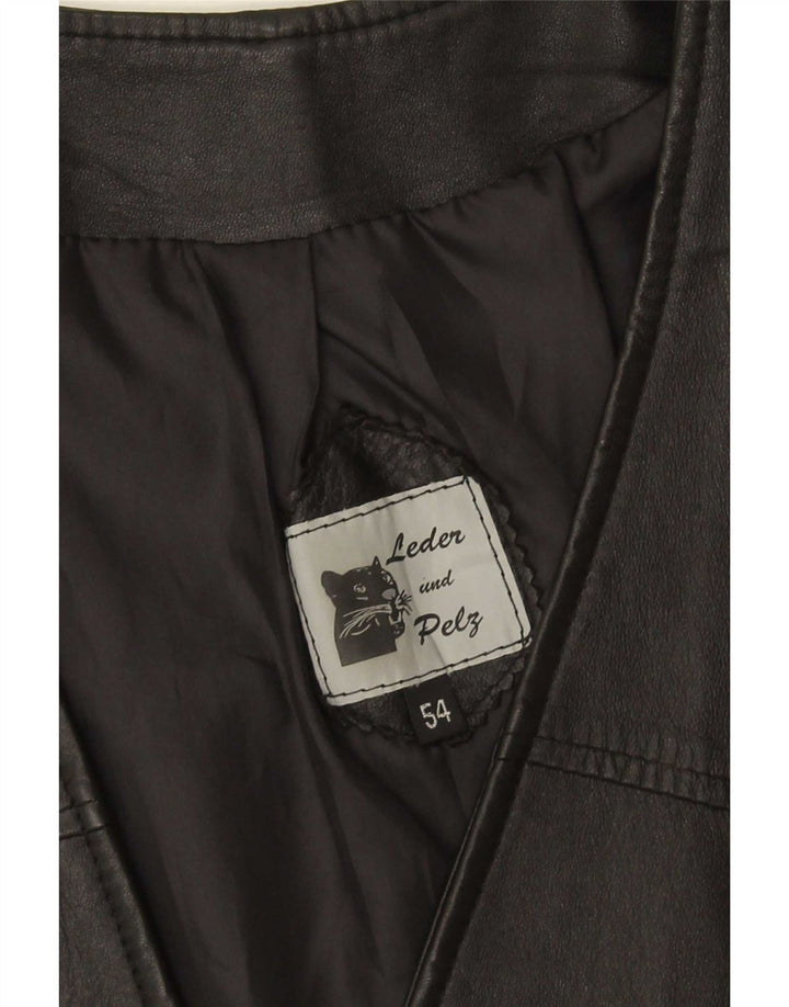 Chaleco de cuero vintage para mujer IT 54 3XL Negro