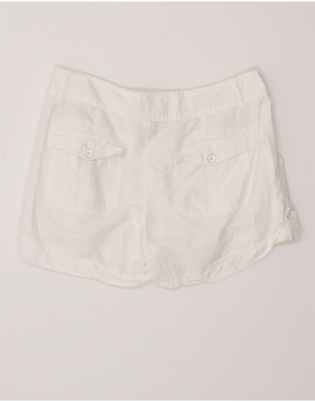 CONVERSE Pantalones cortos casuales para mujer US 8 Medium W34 Lino blanco