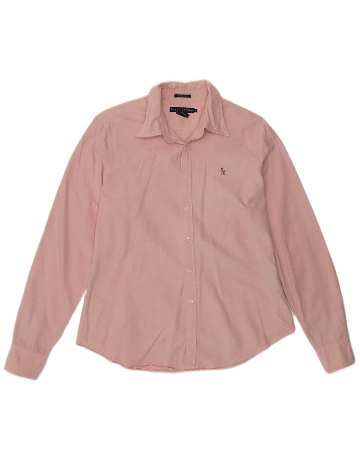 Ralph Lauren Camisa Slim Fit para Mujer US 12 Grande Algodón Rosa