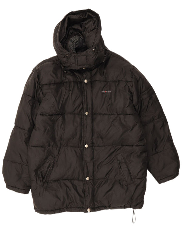 Energie Chaqueta acolchada con capucha y gráfico para hombre UK 38 Medium Black Nylon