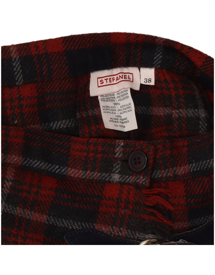 Stefanel Minifalda cruzada para mujer IT 38 XS W22 Lana a cuadros roja