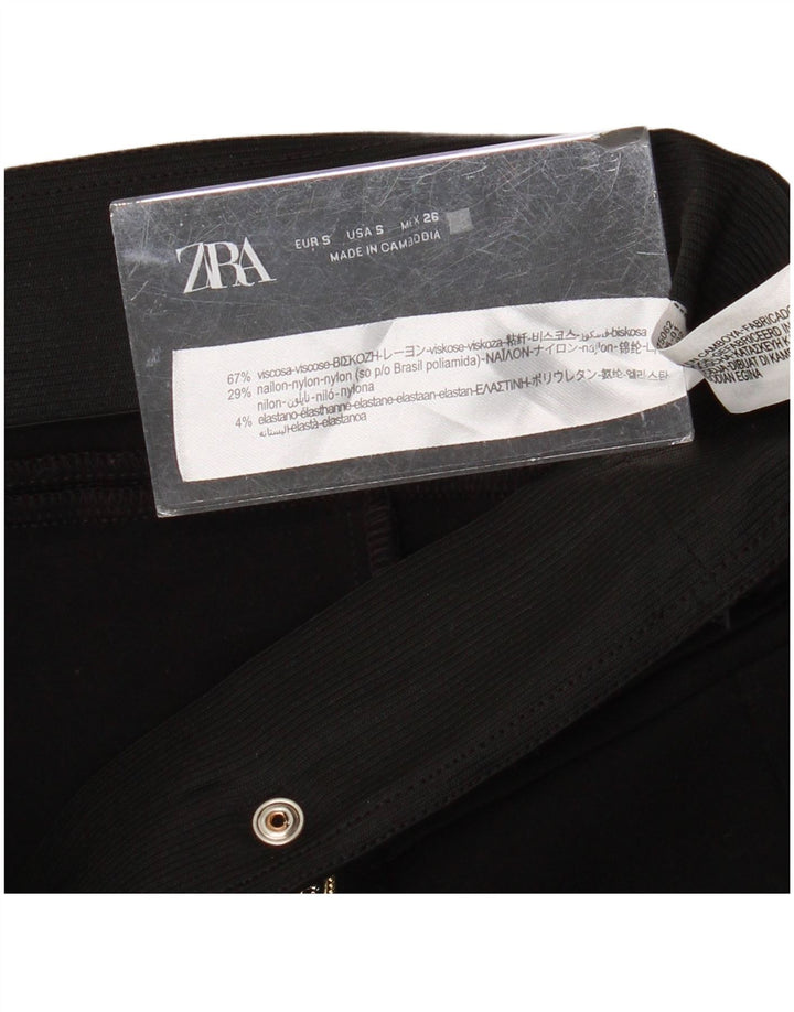ZARA Mujer Pantalón Casual Pitillo Small W26 L27 Viscosa Negro