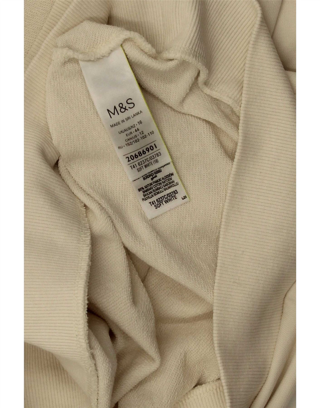 Marks & Spencer - Sudadera para mujer, talla 40, talla grande, algodón blanco roto