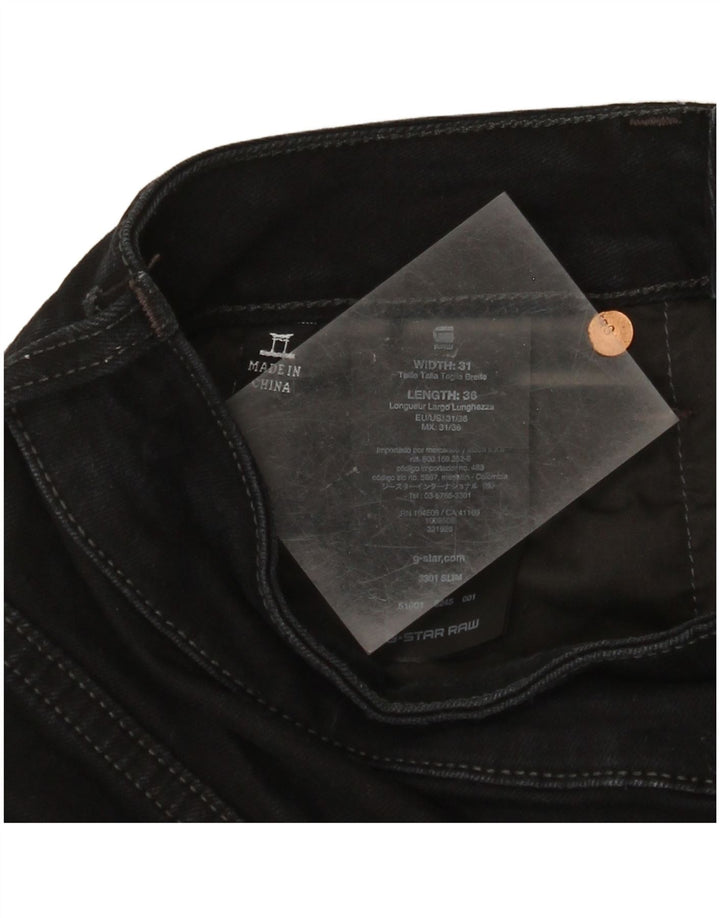 G-Star Hombre 3301 Slim Jeans W31 L36 Algodón Negro