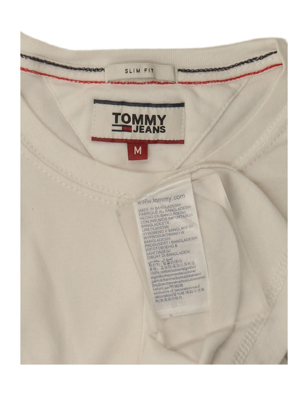 Tommy Hilfiger Hombre Slim Fit Top Manga Larga Algodón Blanco Mediano