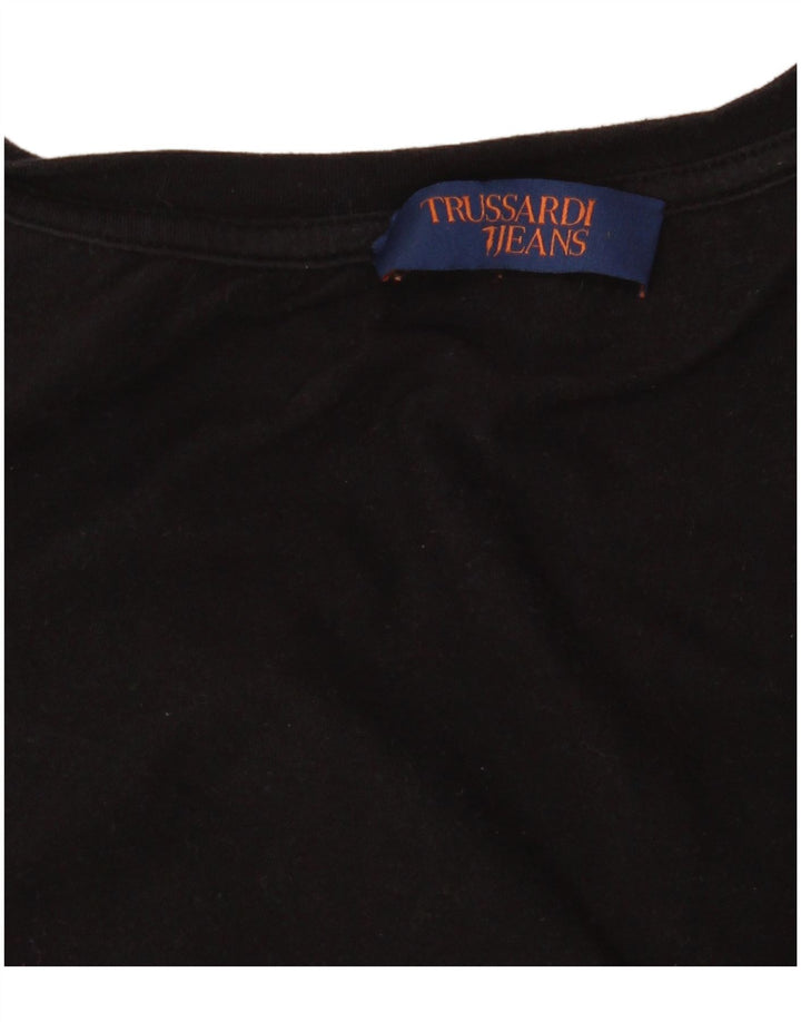 Trussardi Jeans Mujer Camiseta Gráfica Top UK 44 Medium Negro