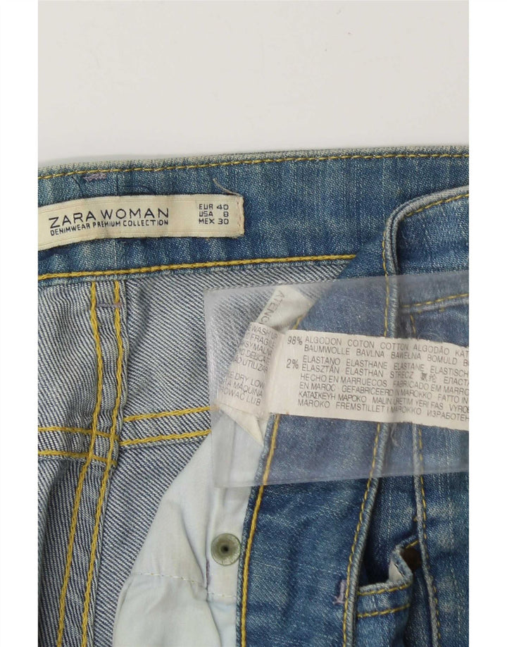 Zara Jeans rectos desgastados para mujer EU 40 Medium W30 L29 Algodón azul