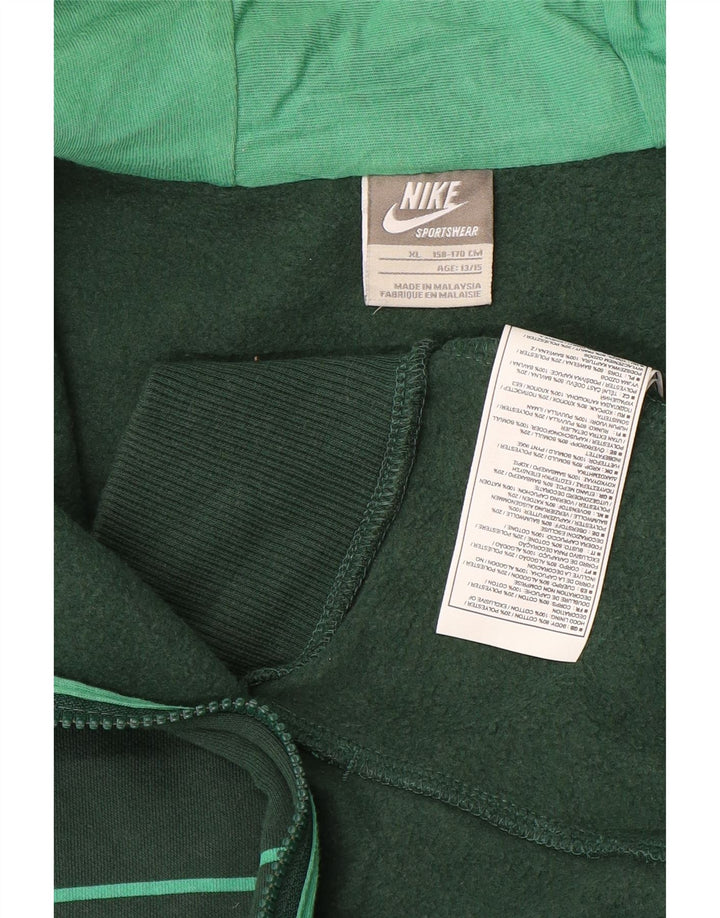 NIKE Sudadera con capucha y cremallera gráfica para niños 13-14 años XL Algodón a rayas verdes