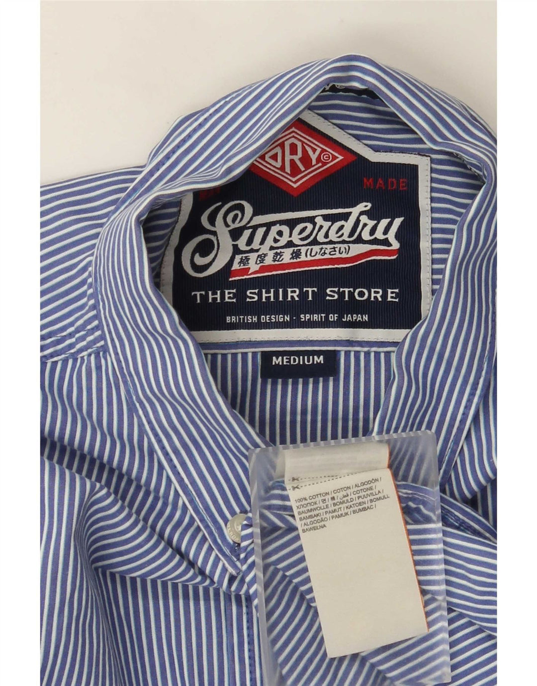 Camisa Superdry Hombre De Algodón A Rayas Azul Medio