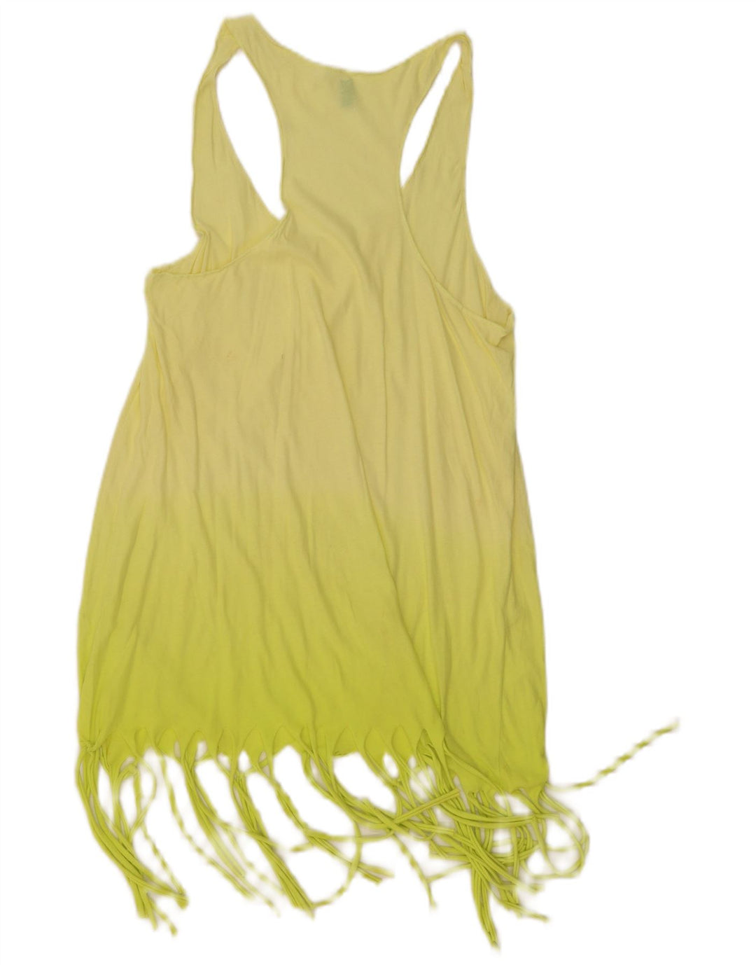 BENETTON Top tipo túnica con gráfico para mujer UK 8 Small Yellow Colourblock Beach