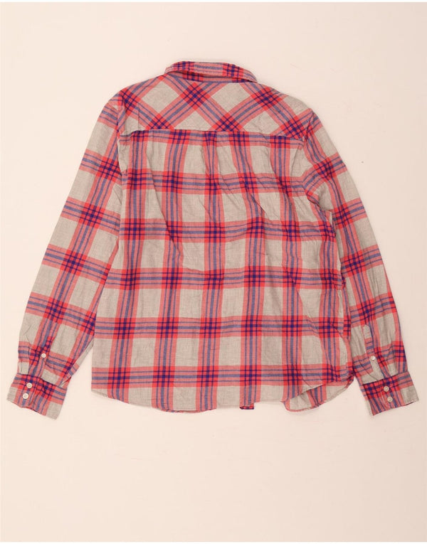 J. Crew Camisa de Franela para Mujer Boy Fit UK 40 XL Algodón a Cuadros Rojos