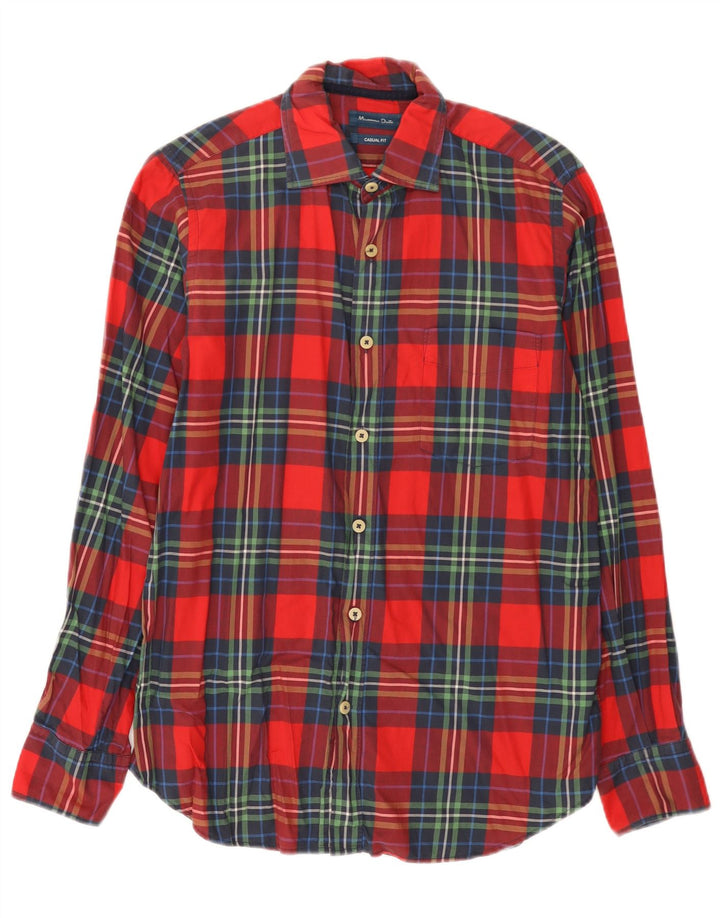 Camisa Massimo Dutti Hombre Casual Fit Cuadros Rojo Mediano