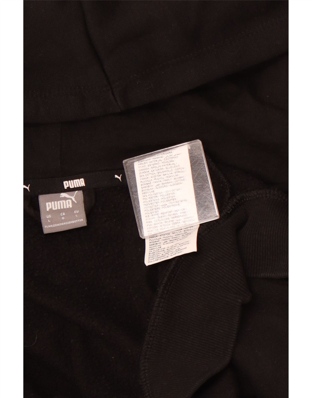 PUMA Suéter con capucha y cremallera gráfica para mujer Reino Unido 46 Grande Algodón negro