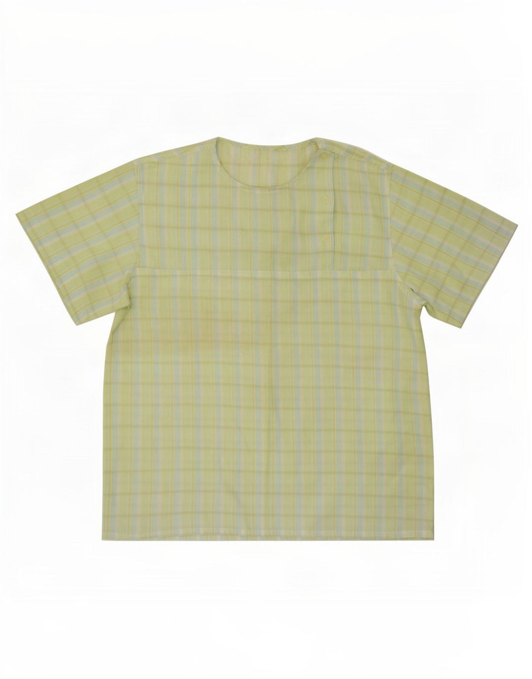 Vintage mujer blusa Top Reino Unido 14 cuadros verdes medianos