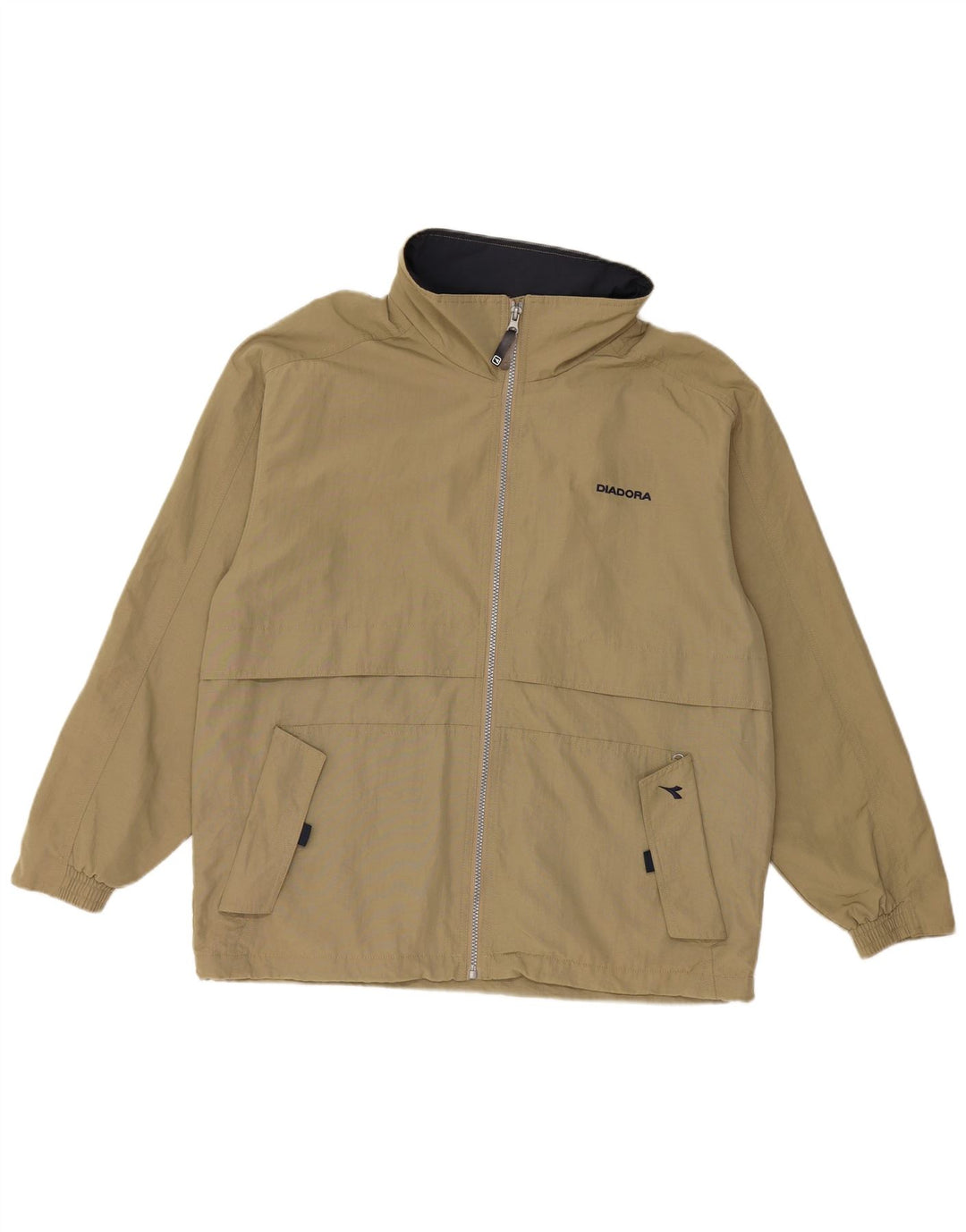DIADORA Chaqueta impermeable holgada con capucha para hombre UK 36 Small Caqui Poliamida