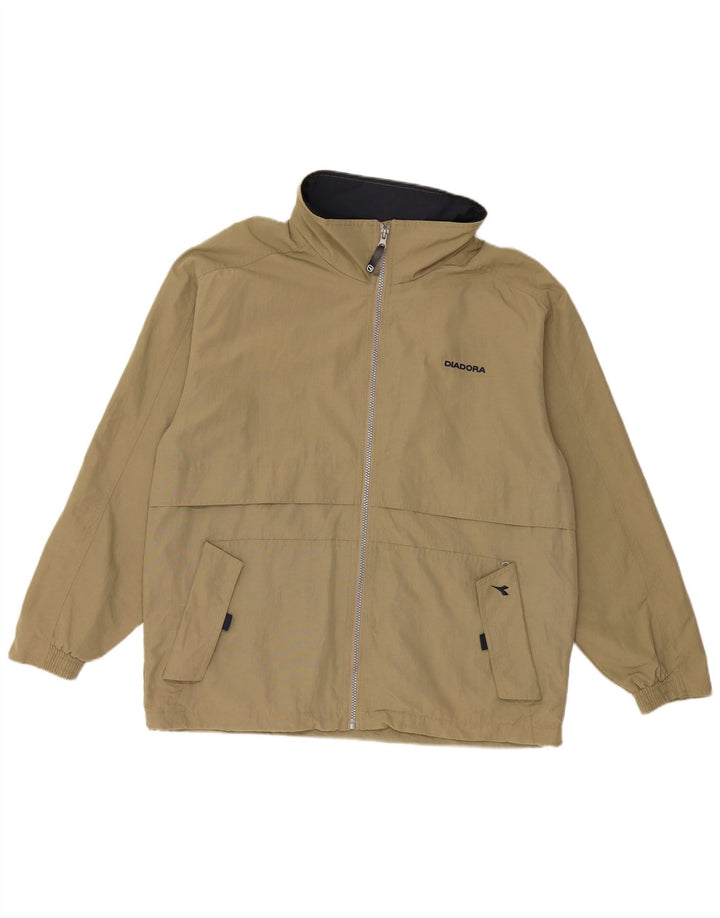 DIADORA Chaqueta impermeable holgada con capucha para hombre UK 36 Small Caqui Poliamida