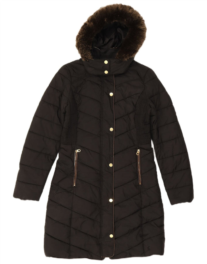 Joules Abrigo acolchado con capucha para mujer UK 8 Small Poliéster negro