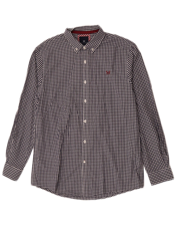 Crew Clothing Camisa de corte clásico para hombre Algodón a cuadros azul marino grande
