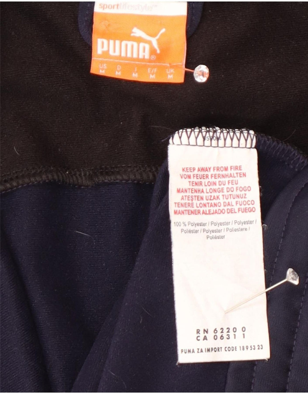 Puma Hombre Chándal Top Chaqueta Medium Azul Marino Colorblock Deportes