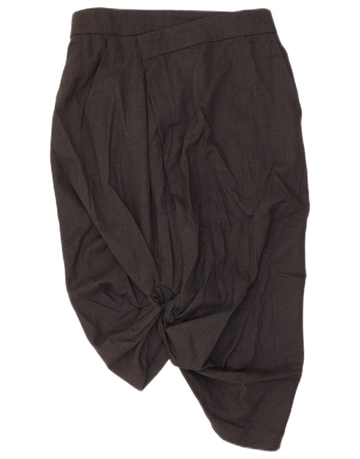 Max Mara Falda Burbuja para Mujer UK 10 Small W30 Lana Virgen Gris
