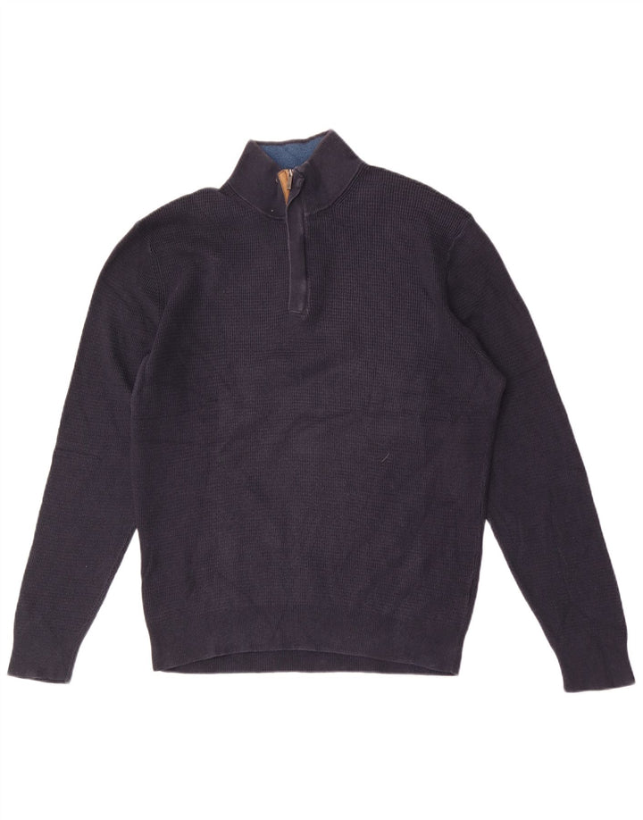 Massimo Dutti Hombre Jersey Con Cremallera Y Cuello Jersey Grande Azul Marino Algodón