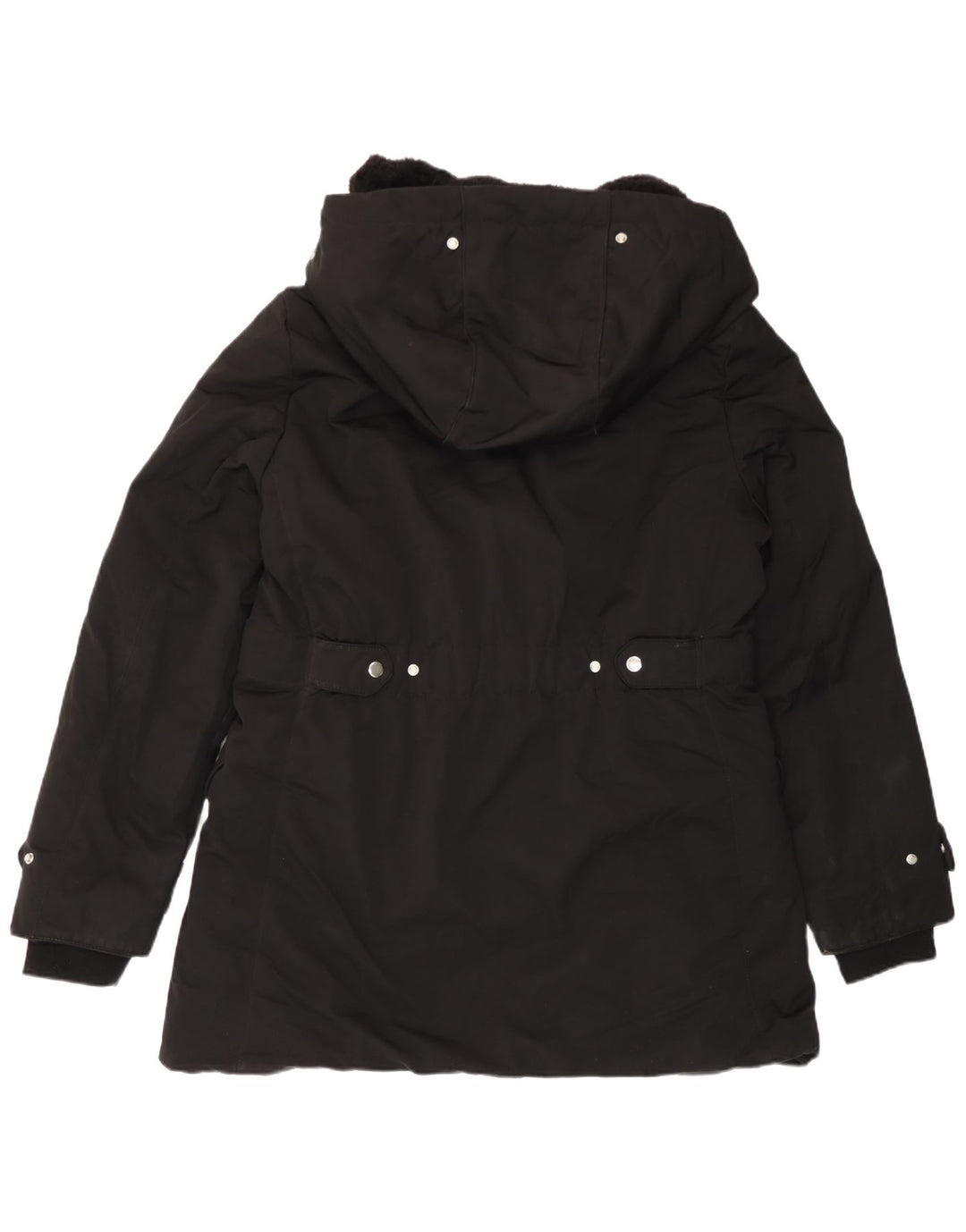 Zara Mujer Parka Con Capucha ES 40 XL Poliéster Negro