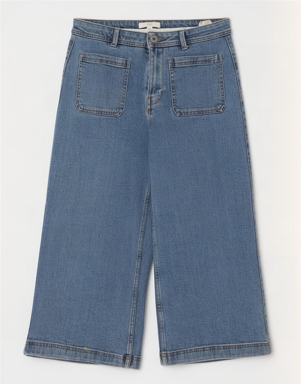Marks & Spencer Jeans Capri de Pierna Ancha para Mujer UK 12 Medium W30 L21 Azul