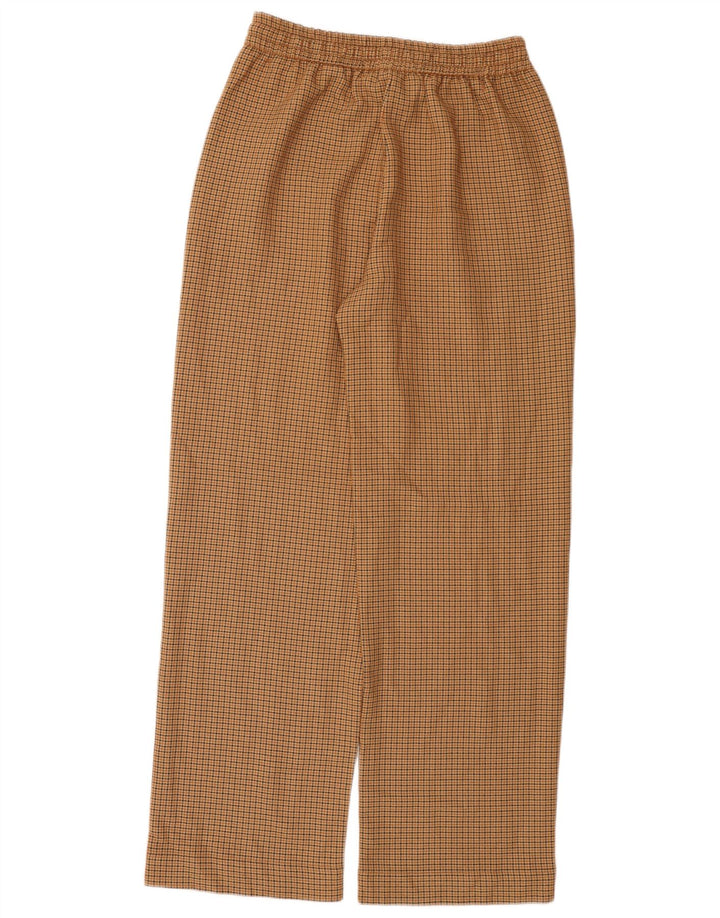 Zara Mujer Pantalón Casual Recto Mediano W28 L29 Marrón Pata De Gallo