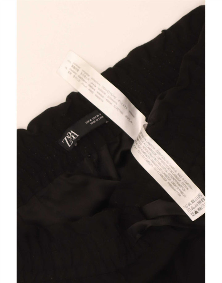 Zara Mujer Pantalón Corto Tapered Mediano W28 L25 Poliéster Negro