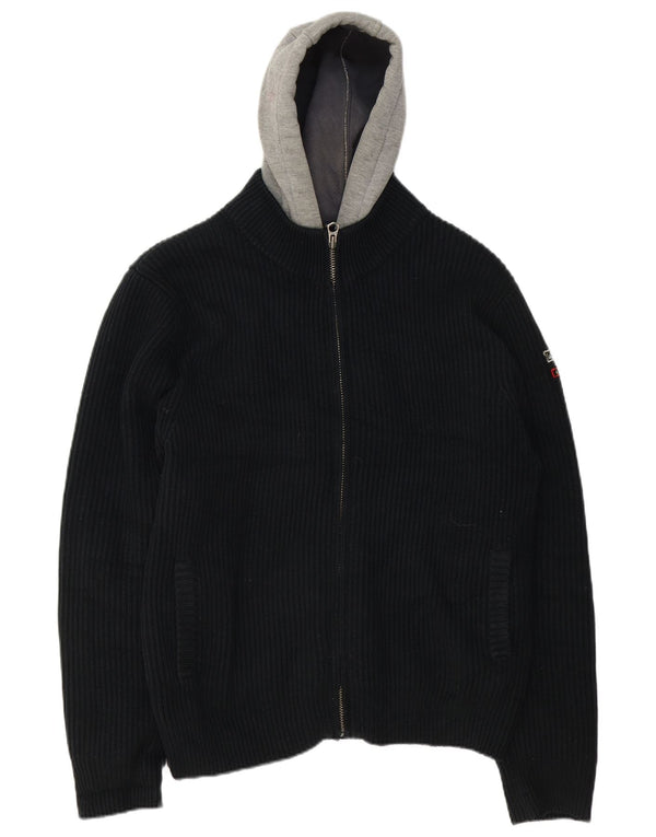 Scotch & Soda Chaqueta bomber de punto con capucha para hombre UK 42 XL Acrílico negro