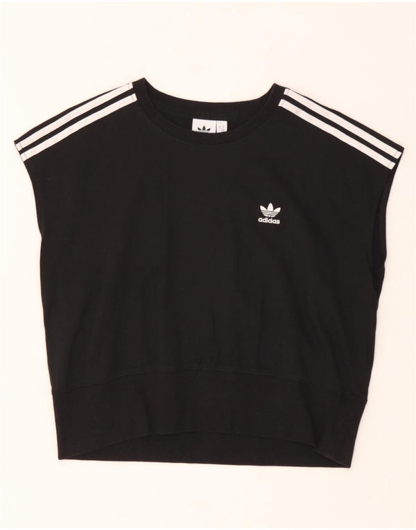 Adidas - Sudadera de manga corta para mujer, talla 40, talla grande, algodón negro