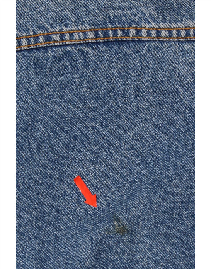 Vintage hombres chaqueta de mezclilla Reino Unido 36 pequeño algodón azul