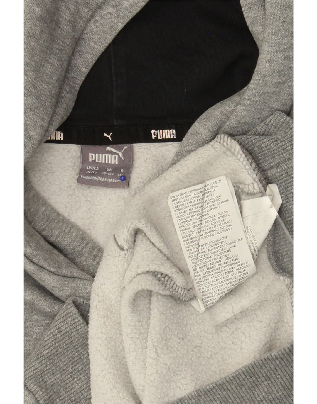 PUMA Sudadera con capucha gráfica para niños 13-14 años Algodón gris